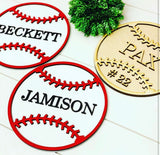Nursery decor laser cut baseball  sign. Baseball sign. Personalized sign. Custom name sign. Laser cut baseball. Round sign. Baby gift.