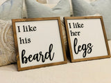 Laser cut sign. I like his beard. I like her legs. Master bedroom decor. Bedroom sign. Wedding gift. Farmhouse decor. Framed sign.