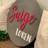 Nursery decor. Name sign. Baby sign. Nursery name sign. Baby shower. Farmhouse decor. Circle sign.
