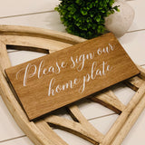 Please sign our home plate. Please sign our guest book. Please sign sign. Wedding decor. Wedding sign. Rustic wedding. Baseball wedding.