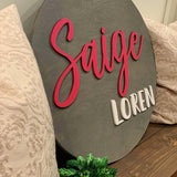 Nursery decor. Name sign. Baby sign. Nursery name sign. Baby shower. Farmhouse decor. Circle sign.