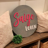 Nursery decor. Name sign. Baby sign. Nursery name sign. Baby shower. Farmhouse decor. Circle sign.