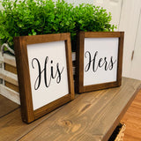 His and Hers farmhouse signs. Farmhouse wedding signs. His and Hers wedding decor. Mr and Mrs farmhouse signs. His and Hers framed signs.