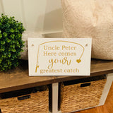 Here comes your greatest catch sign. Fishing themed wedding. Fishing wedding prop. Wedding sign. Wood fishing sign. Wedding fishing decor.