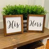 His and Hers farmhouse signs. Farmhouse wedding signs. His and Hers wedding decor. Mr and Mrs farmhouse signs. His and Hers framed signs.