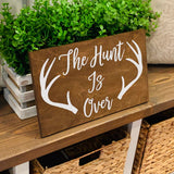 The hunt is over aisle sign. Hunting themed wedding. Here comes the bride. Hunting wedding sign. Hunting wedding prop. The hunt is over wood