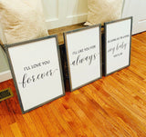 I'll love you forever. I'll like you for always. Nursey decor. Nursery sign. Baby gift. Baby shower. Farmhouse nursery. Farmhouse decor.