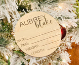 Personalized birth stats wood circle. Hospital welcome sign. Baby announcement. Baby shower. Engraved baby sign. Baby prop. New born baby.