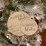 Personalized birth stats wood circle. Hospital welcome sign. Baby announcement. Baby shower. Engraved baby sign. Baby prop. New born baby.
