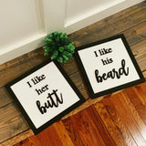 I like his beard. I like her butt. Master bedroom decor. Bedroom sign. Wedding gift. Farmhouse decor. Framed sign. Home decor.