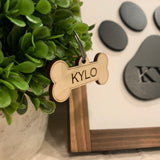 Dog Collar Tag. Engraved Wood dog tag. Personalized dog tag.