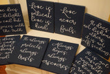Navy Love Is Patient Love is Kind Wedding Decorations. 1 Corinthians 13 Wedding Aisle Signs. Wood Wedding Signs. Painted wood Wedding Decor.