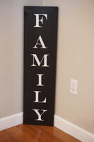 Family sign. Large vertical family sign. Custom family sign. Vertical family sign.