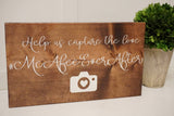 Hashtag rustic wedding sign. Help us capture the love. Wedding decor. Rustic wedding decor.