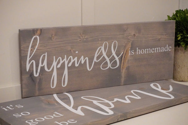 Happiness is homemade wood sign. No place like home. Home sweet home. House warming sign.