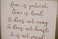 Love is patient love is kind large wood wedding decor. Love never fails wood sign. Wedding aisle decor. 1 Corinthians 13.