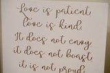 Love is patient love is kind large wood wedding decor. Love never fails wood sign. Wedding aisle decor. 1 Corinthians 13.