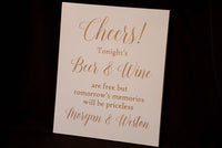 Cheers wedding sign. Open bar wedding decor. Bar and wine wedding decor. White bar sign. Shabby chic wedding decor. Elegant wedding.