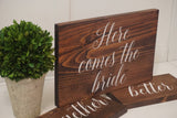 Here comes the bride wedding sign. Here comes the bride rustic wedding sign. Wedding prop. Wedding sign. Ring bearer sign. Flower girl sign.