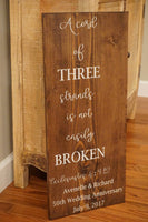 Large cord of three strands wood sign. A cord of three strands sign. Wedding vows wood sign. Unity wood sign. Ecclesiastes 4:9-12.