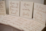 Ivory Love Is Patient Love is Kind Wedding Decorations. 1 Corinthians 13 Wedding Aisle Signs. Ivory Wood Wedding Signs.