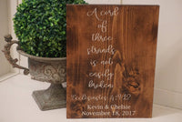 Wedding cord sign. A cord of three strands wood sign. Wedding decor. A cord of three strands wood sign. Rustic cord of strand of three cords
