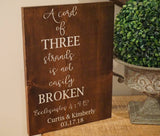 A cord of three strands. Wedding sign. Wedding decor. Cord of three strands wood sign. Wedding gift. Ecclesiastes 4:9-12.