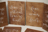 Love Is Patient Love is Kind Long Wedding Aisle signs. 1 Corinthians 13 Wedding Aisle Signs. Rustic Wood Wedding Signs.