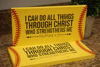 I can do all things through Christ. Girls baptism. Softball sign. Baptism gift. Softball decor. Softball player. Softball gift.