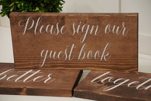Rustic please sign our guest book wedding sign. Please sign our guest book table sign. Please sign our guest book wood sign.