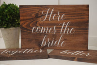 Here comes the bride wedding sign. Here comes the bride rustic wedding sign. Wedding prop. Wedding sign. Ring bearer sign. Flower girl sign.