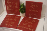 Burgundy/Cranberry Love Is Patient Love is Kind Wedding Decorations. 1 Corinthians 13 Wedding Aisle Signs. Red Wood Aisle Wedding Signs.