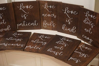 1 Corinthians 13 Wedding Aisle Signs. Love Is Patient Love is Kind Rustic Wedding Decor. Wood Wedding Decor. Rustic Aisle Markers.