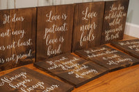 Rustic wedding signs. Love is patient. Love is kind. Wedding aisle decor. Wedding Aisle Signs. Love never fails. Wedding decor. Rustic signs