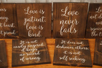 Rustic wedding signs. Love is patient. Love is kind. Wedding aisle decor. Wedding Aisle Signs. Love never fails. Wedding decor. Rustic signs