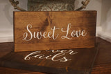 Sweet love wedding sign. Sweets table decor. Rustic sweet sign. Wedding table sign. Wedding prop. Wedding sign. Sweet love sign.