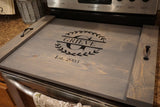 Stove top cover. Weathered gray stove top tray.  Custom stove tray. Wood stove cover.  Custom stove cover. Custom stove tray. Stove tray.