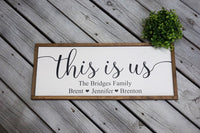 This is us farmhouse sign. Gift for mom. Personalized farmhouse sign. Farmhouse decor. Custom framed sign. Mother's Day gift. Gift for dad.