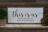 This is us farmhouse sign. Gift for mom. Personalized farmhouse sign. Farmhouse decor. Custom framed sign. Mother's Day gift. Gift for dad.