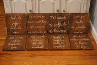 Love Is Patient. Love is Kind. Spanish Wedding. Spanish Aisle Signs. Aisle signs. Rustic wedding. Wedding Signs. Love never fails.