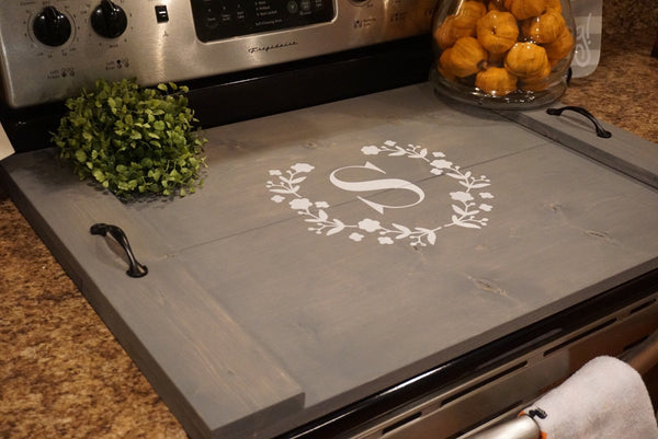 Stove top tray.Stove top cover. Rustic kitchen. Custom stove tray