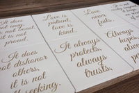 Love Is Patient. Love is Kind.  Love Never Fails. Wedding Decor. White wedding. Wedding Aisle Signs. Wedding Aisle. Christmas wedding.