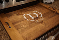 Stove top cover. Wood stove top tray.  Kitchen decor. Wood stove cover.  Custom stove cover. Kitchen decor. Rustic kitchen. Stove top tray.