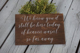 We know you'd be here today. Rustic wedding sign. If heaven wasn't so far away  wedding sign. Rustic wedding sign. Rustic wedding decor.