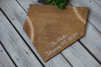 Baseball guest book. Home plate guestbook. Baseball wedding. Baseball theme. Personliazed home plate. Baseball themed wedding. Home plate.
