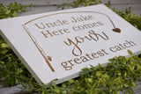 Here comes your greatest catch sign. Fishing themed wedding. Fishing wedding prop. Wedding sign. Wood fishing sign. Wedding fishing decor.