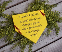 Coaches gift. Thank you coach. Softball coach. Baseball coach. Home plate sign. Baseball sign. Softball sign. Custom sign. Gift for coach.
