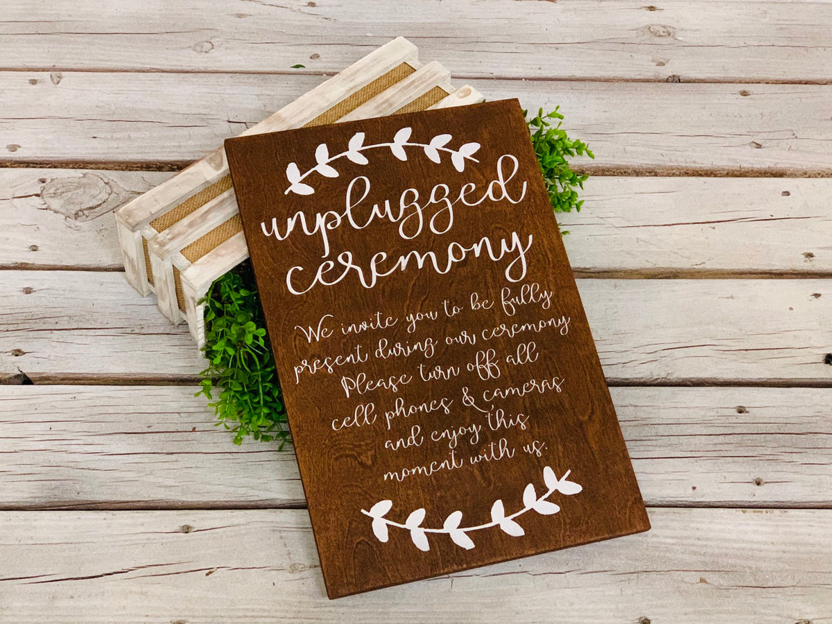 Unplugged wedding sign. Rustic unplugged wedding. Rustic wedding decor ...
