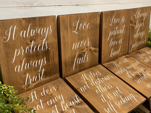 Love Is Patient. Love is Kind Rustic. Aisle signs. Wedding Decor. 1 Corinthians 13. Wedding Aisle Signs. Wood Wedding Signs. Wedding Decor