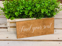 Find your seat rustic sign. Rustic find your seat sign. Wedding table sign. Wedding prop. Wedding sign. Find your seat.